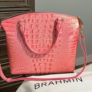 Brahmin Coral Crocodile Embossed Shoulder Bag
